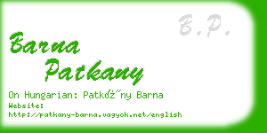 barna patkany business card